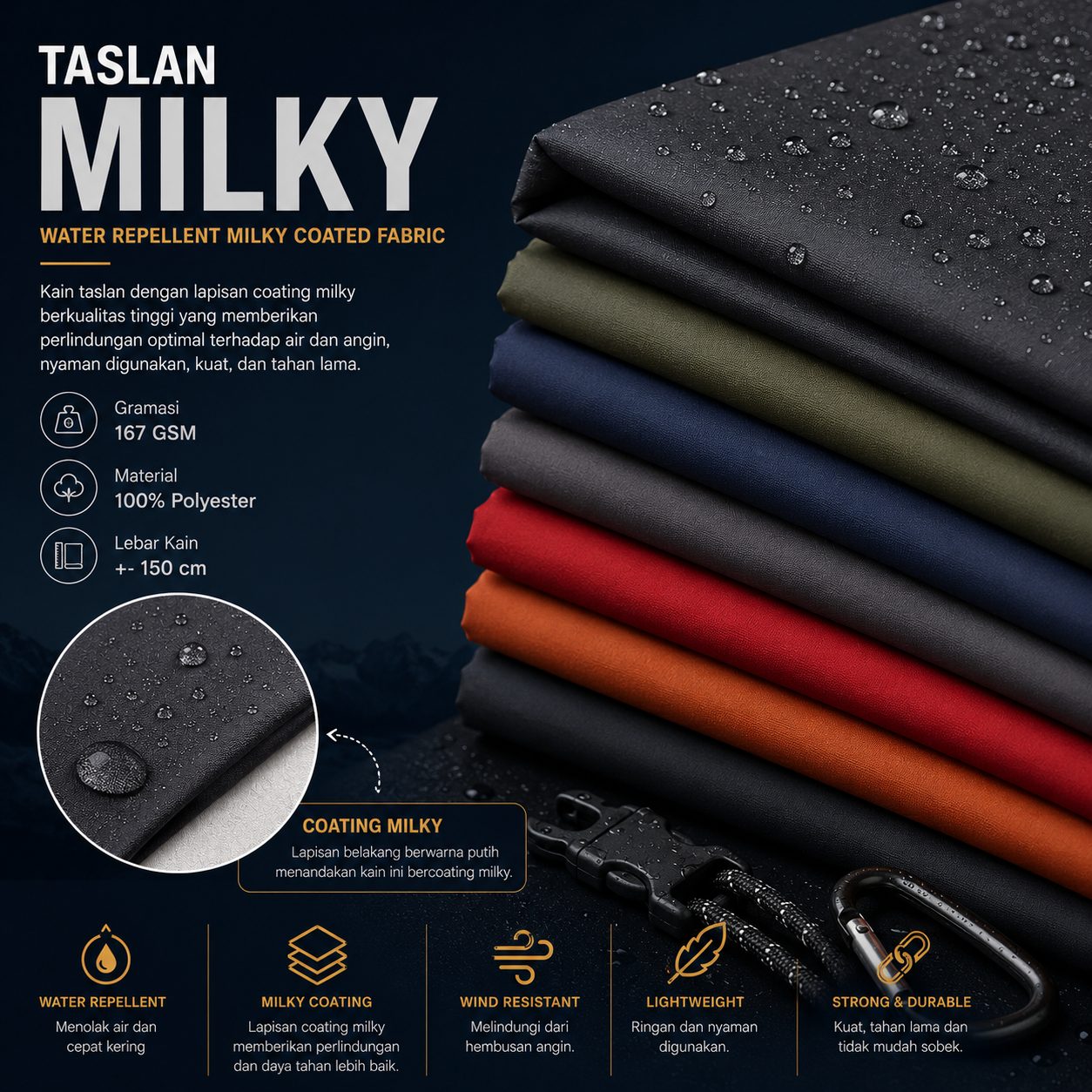 Taslan Milky Coating 180 GSM 155 CM