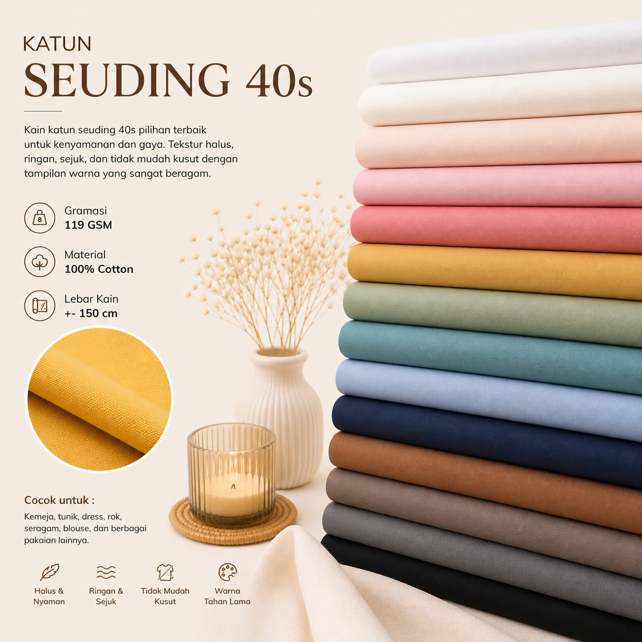 Katun Sueding 40s Premium Peach Skin