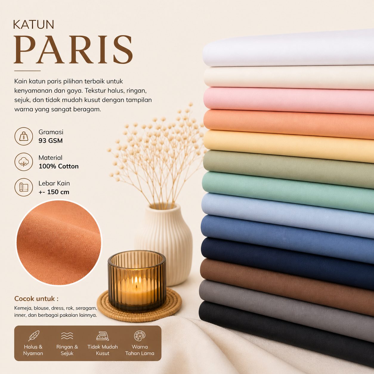 Katun Paris Premium Adem Ringan