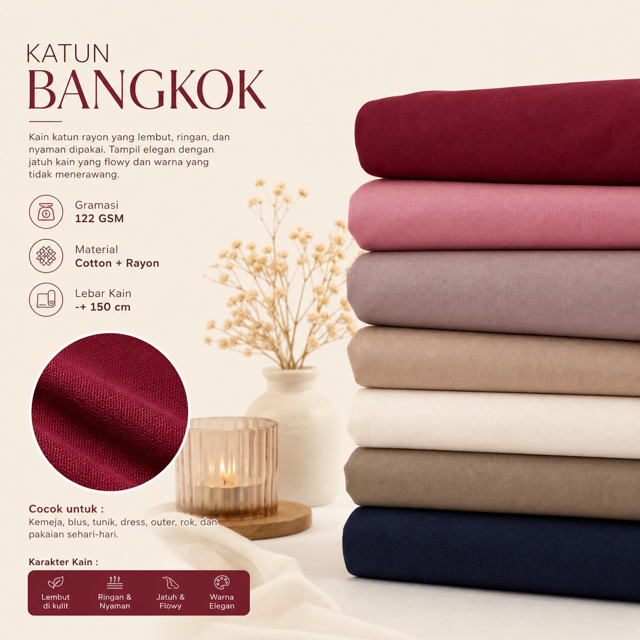 Katun Bangkok Rayon Blend Premium Flow 122 GSM